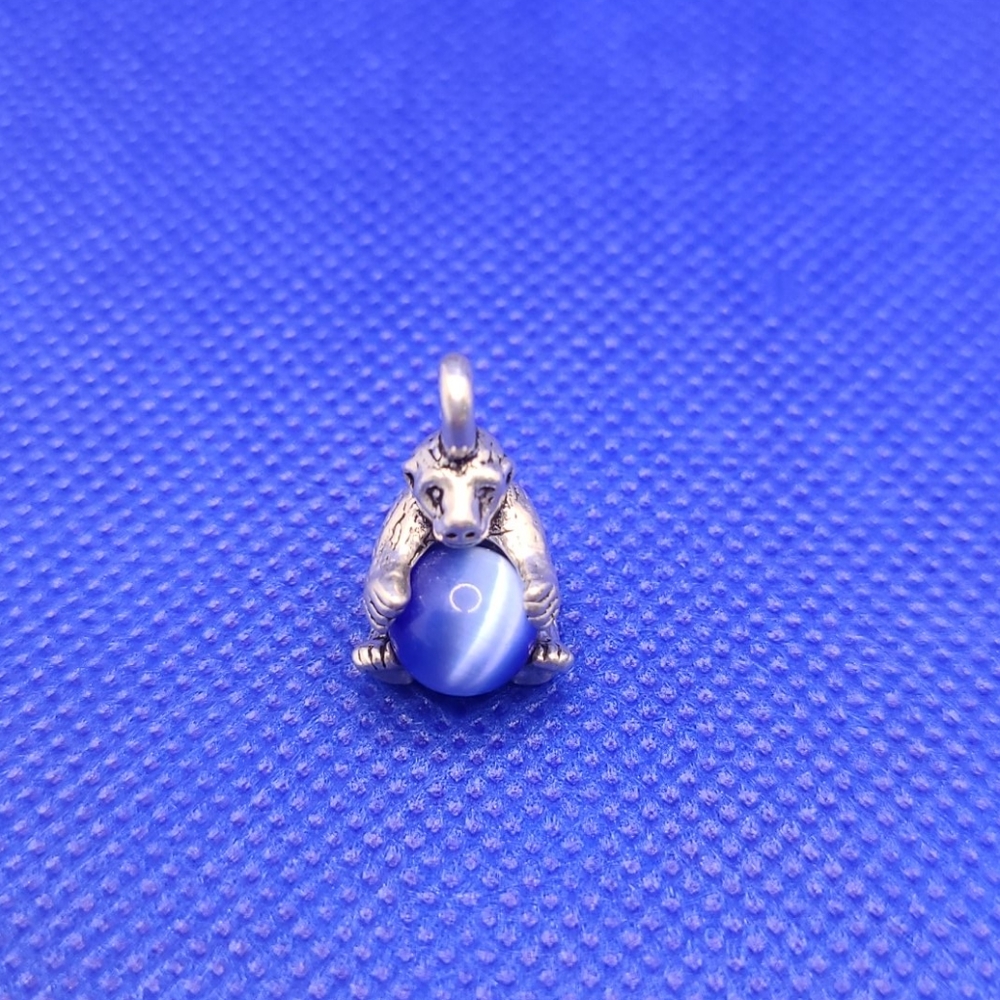 Sterling Silver Bear Pendant Holding Ball